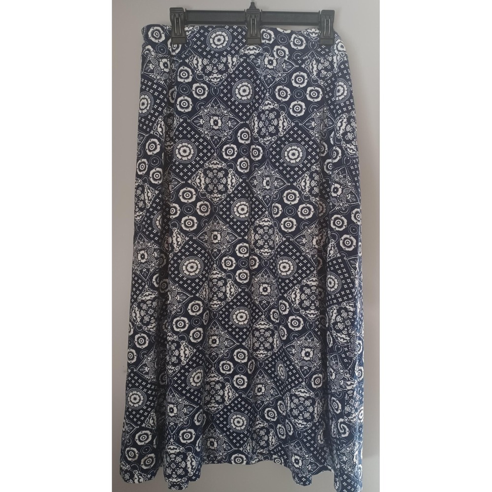 Talbots Petite Blue Geometric Patterned Flowered … - image 1